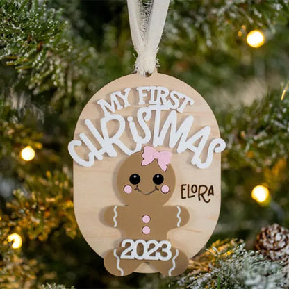 Baby’s First Christmas Ornament 2025, Personalized Gingerbread Ornament