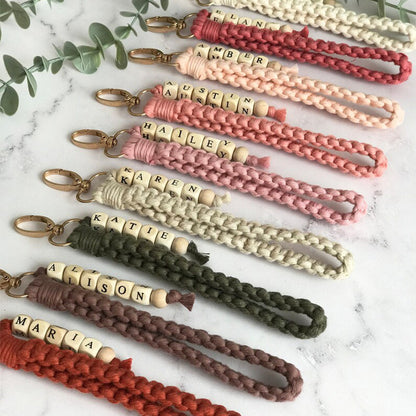 Boho Bracelet Name Keychain, Will You Be My Bridesmaid Gift