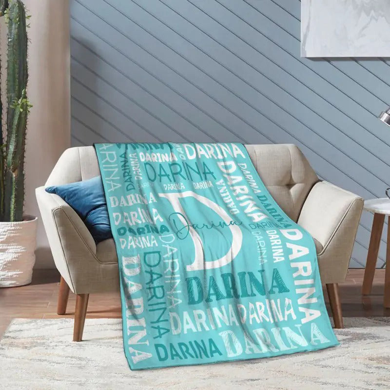 Custom Name Personalized Knit Fabric Throw Blanket