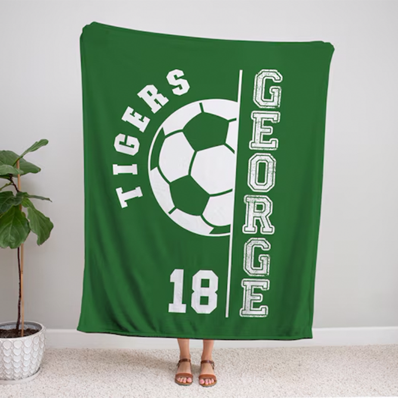 Custom Soccer Blanket, Personalized Name Soccer Senior Gift