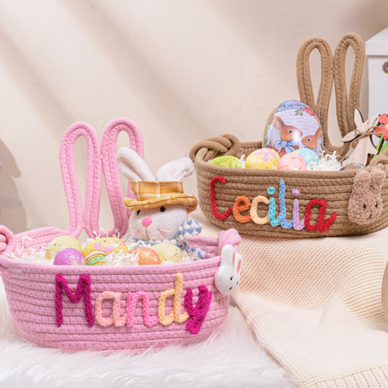 Personalized Easter Basket,Crochet Easter Basket with Name