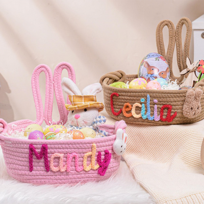 Personalized Easter Basket,Crochet Easter Basket with Name