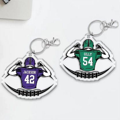 Personalized Football Bag Tag, Custom Name Keychain