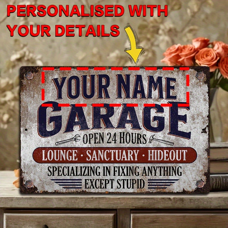 Vintage Style Personalized Name Garage Metal Sign