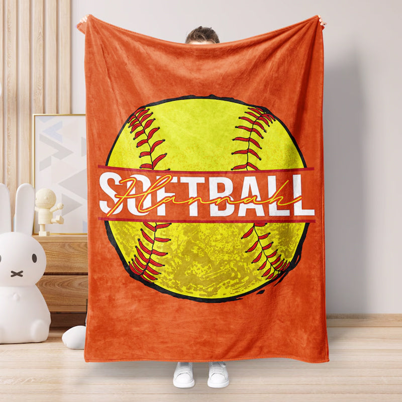 Personalized Softball Blanket, Softball Coach Gift, Gift For Her