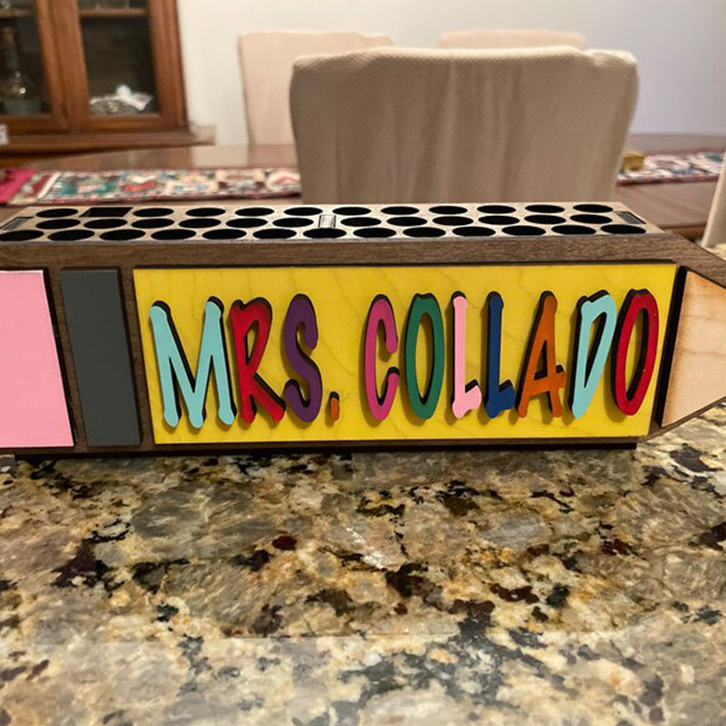 Teacher Wooden Pencil, Scissors & Pen Holder
