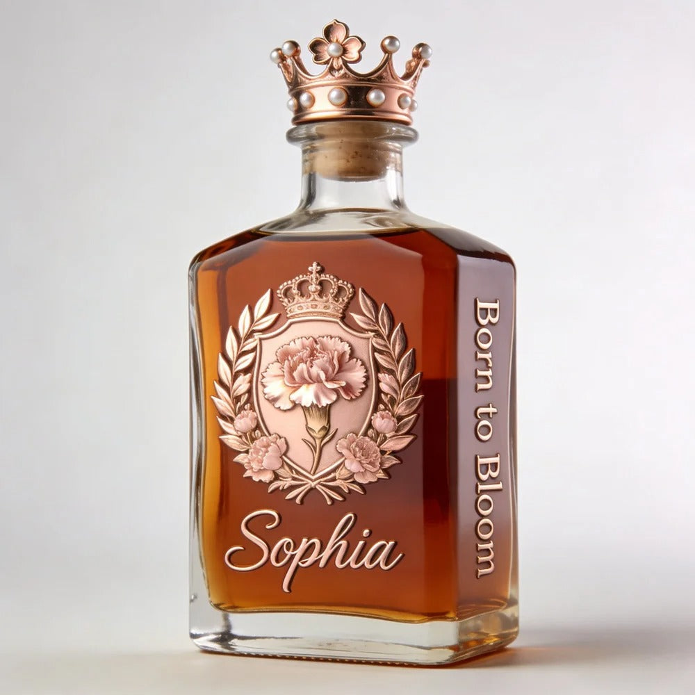 Custom Engraved Carnation Whiskey Bottle & Glass Set