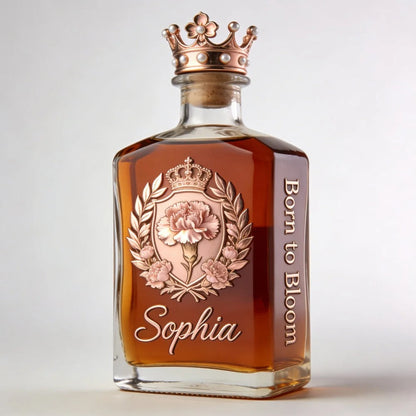 Custom Engraved Carnation Whiskey Bottle & Glass Set