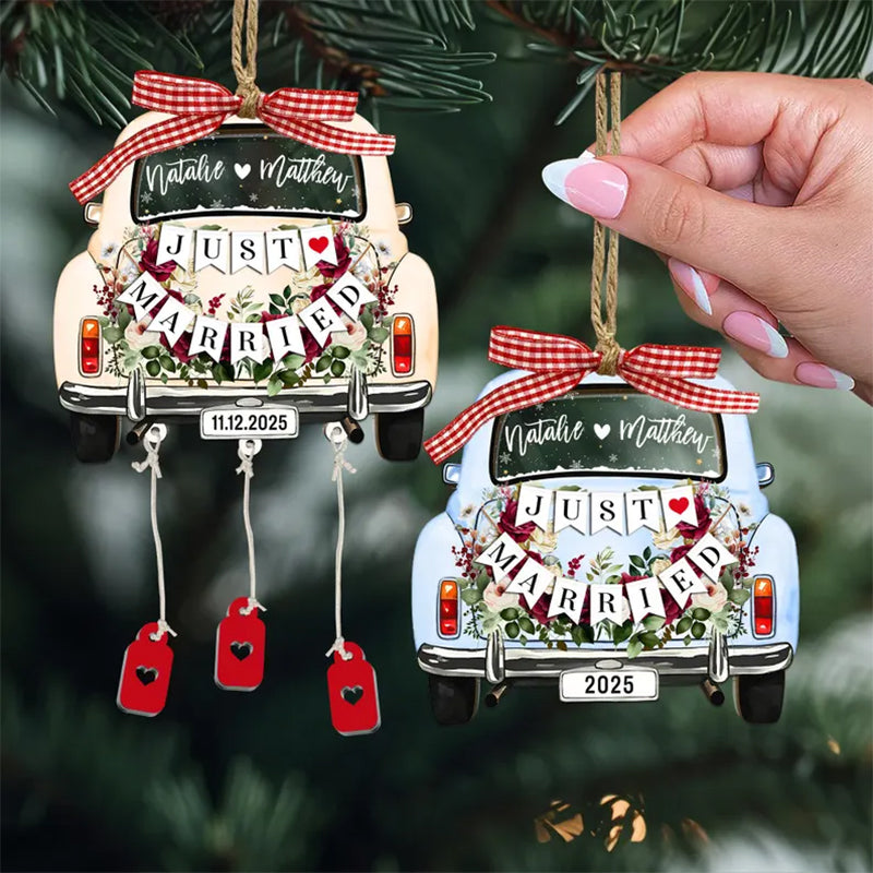 Personalized Just Married Car Ornament,