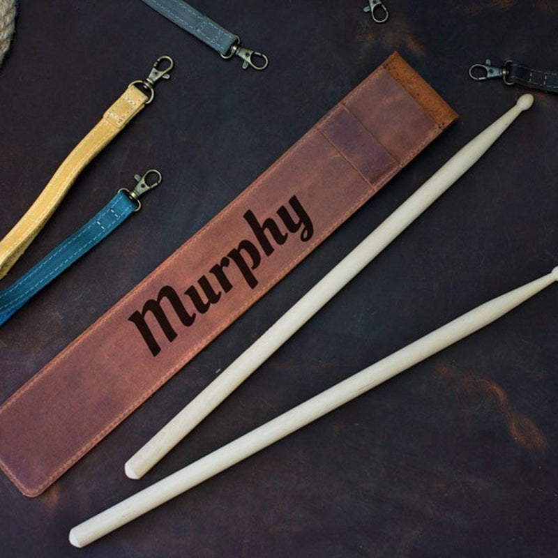 Custom Leather Drumstick Case, Drummer Bag Personalized