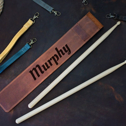 Custom Leather Drumstick Case, Drummer Bag Personalized