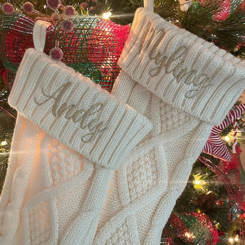 Custom Christmas Stocking with Name, Embroidered Knit Stocking, Monogram Christmas Stocking, Personalized Family Stocking, Holiday Decor