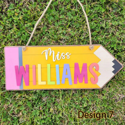 Personalized Teacher Door Sign, Classroom Door Hanger