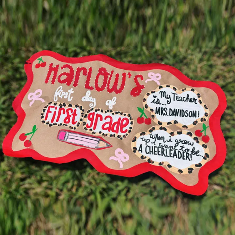 Coquette Cheetah Cherry Theme First Day Of School Mini Banner