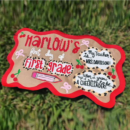 Coquette Cheetah Cherry Theme First Day Of School Mini Banner