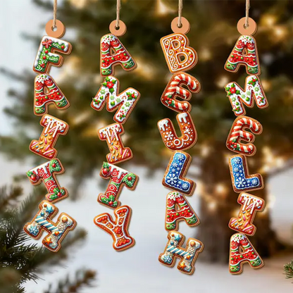 Custom Gingerbread Alphabet Ornament, Kids Name Ornament