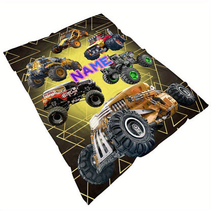 Custom Name Cozy Blanket: Featuring Cool Cross Country Vehicles