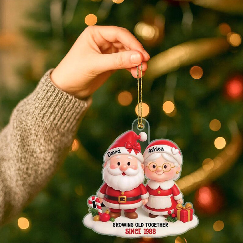 Personalized Santa Couple Growing Old Together Acrylic Ornament