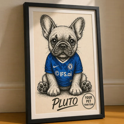 Personalised Pet Portrait in Football Team Shirt | Custom Dog Illustration