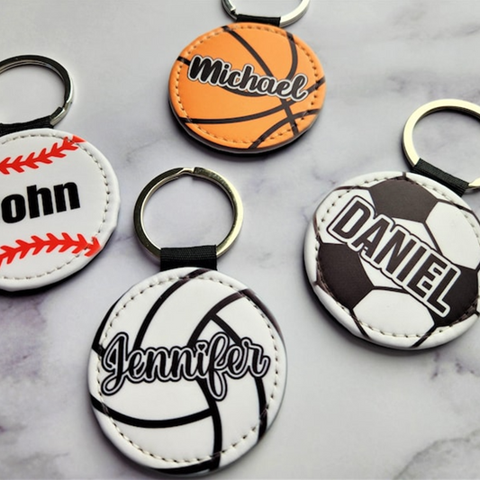 Personalized Custom Name Sports Key Chain,  Sports Team Number Key Chain
