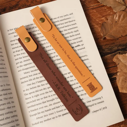 Personalized Leather Bookmark: Custom Engraved Full-Grain Italian Leather