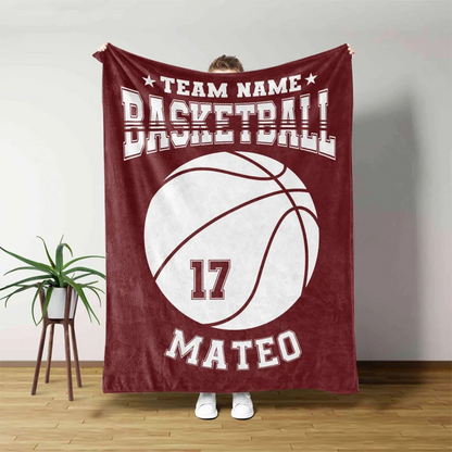 Personalized Basketball Blanket, Basketball Gift For Team
