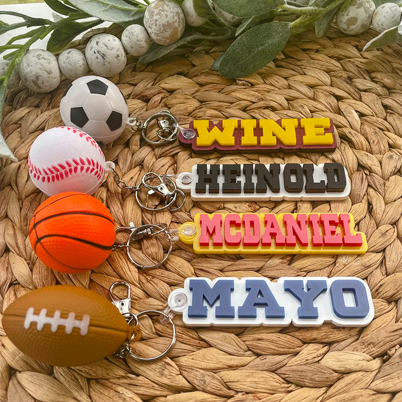Personalized name color Sport Keychain Team Colors Soccer, Basketball, Baseball, Football, for keys