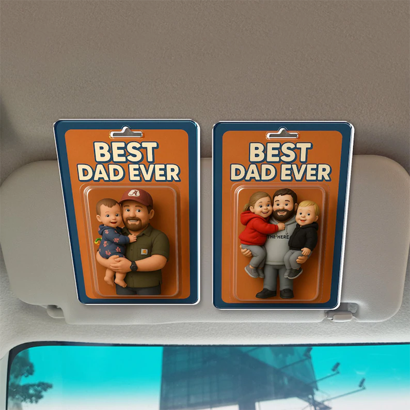 Personalized Father's Day Gift For Dad, Custom Photo Dad And Kids Action Figure Acrylic Block