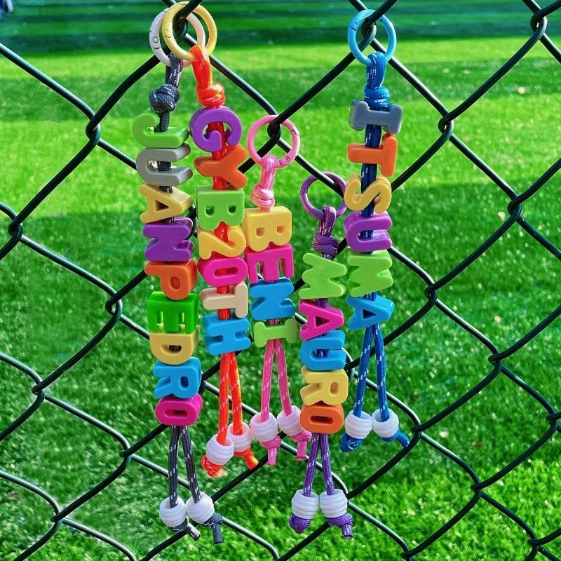 Personalized Name/Number Beaded Keyring Charm