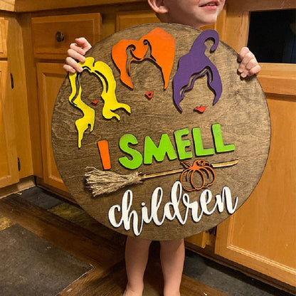 I Smell Children Door Hanger, Hocus Pocus Door Sign with Ribbon for hanging