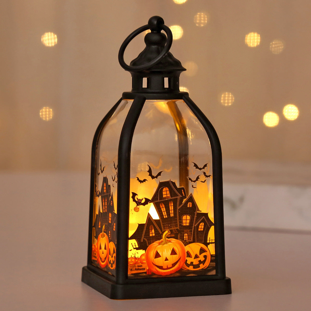 Spooky Halloween Snow Globe Lantern - Hanging LED Decor with Floating Ghosts