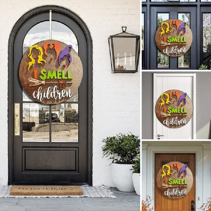 I Smell Children Door Hanger, Hocus Pocus Door Sign with Ribbon for hanging