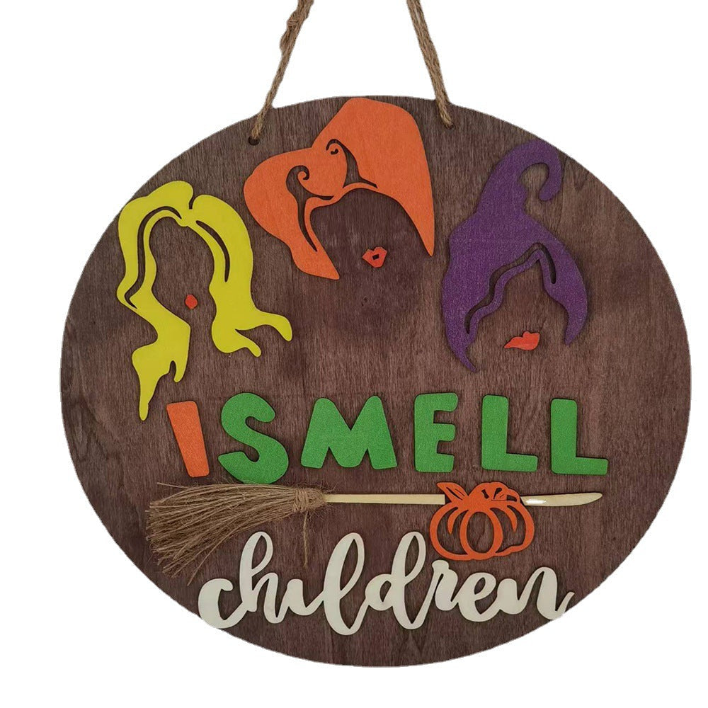 I Smell Children Door Hanger, Hocus Pocus Door Sign with Ribbon for hanging