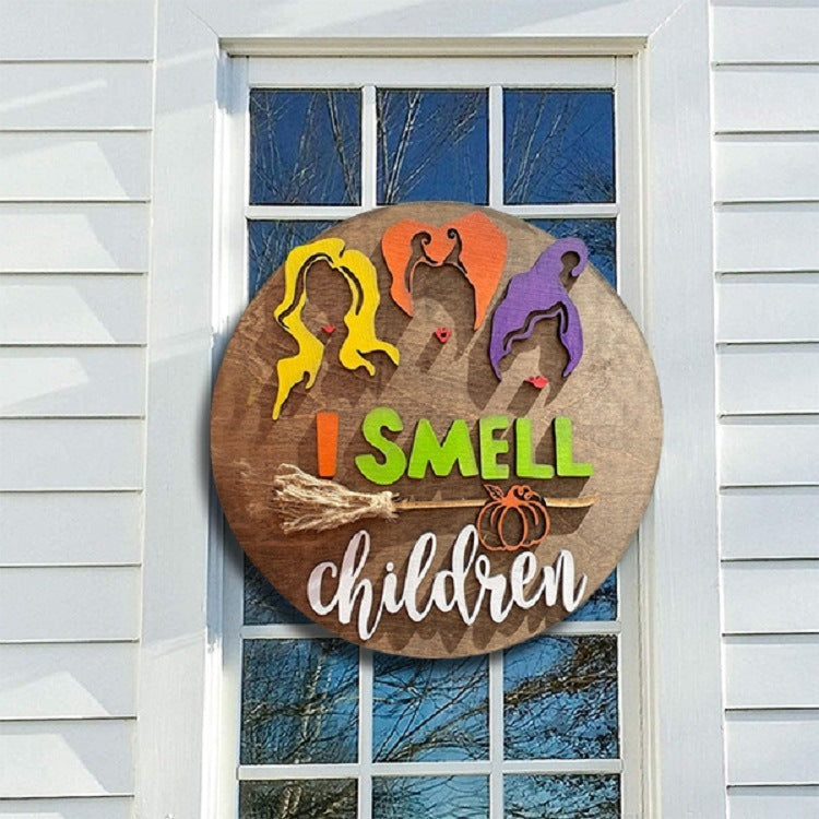 I Smell Children Door Hanger, Hocus Pocus Door Sign with Ribbon for hanging