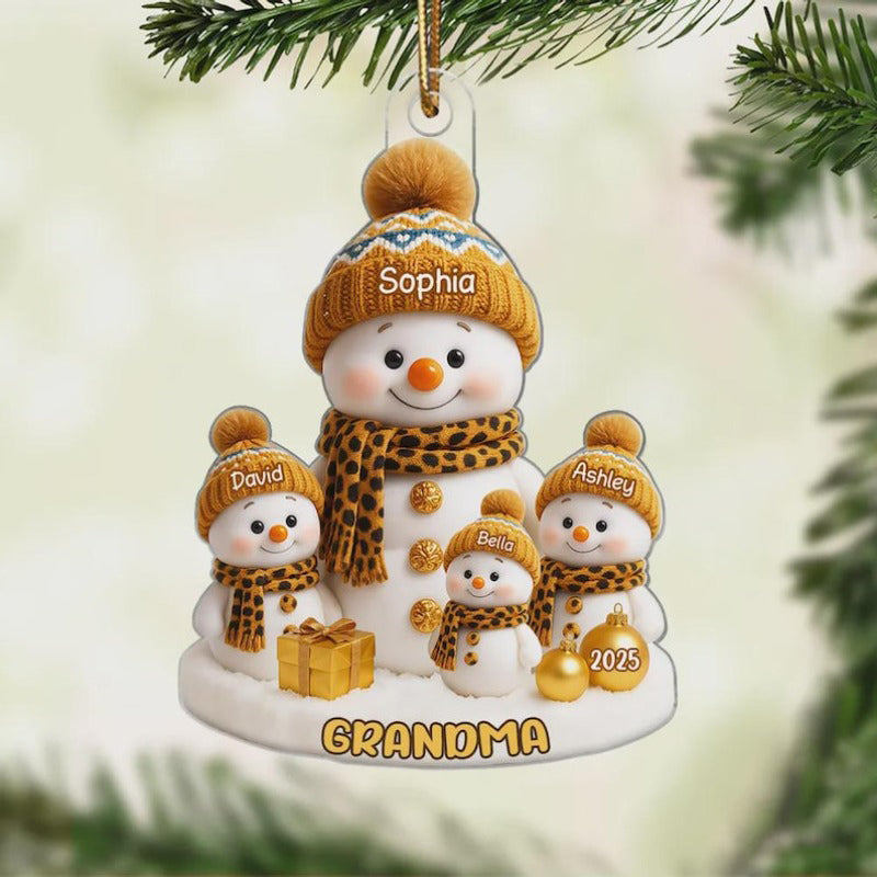 Personalized Snowman Grandma & Grandkids Ornament