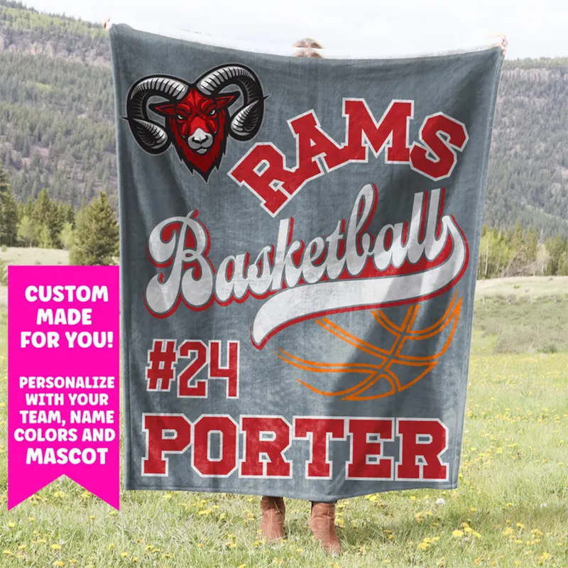 Basketball Blanket Personalized Senior Gift Custom Team Gift Name on Blanket