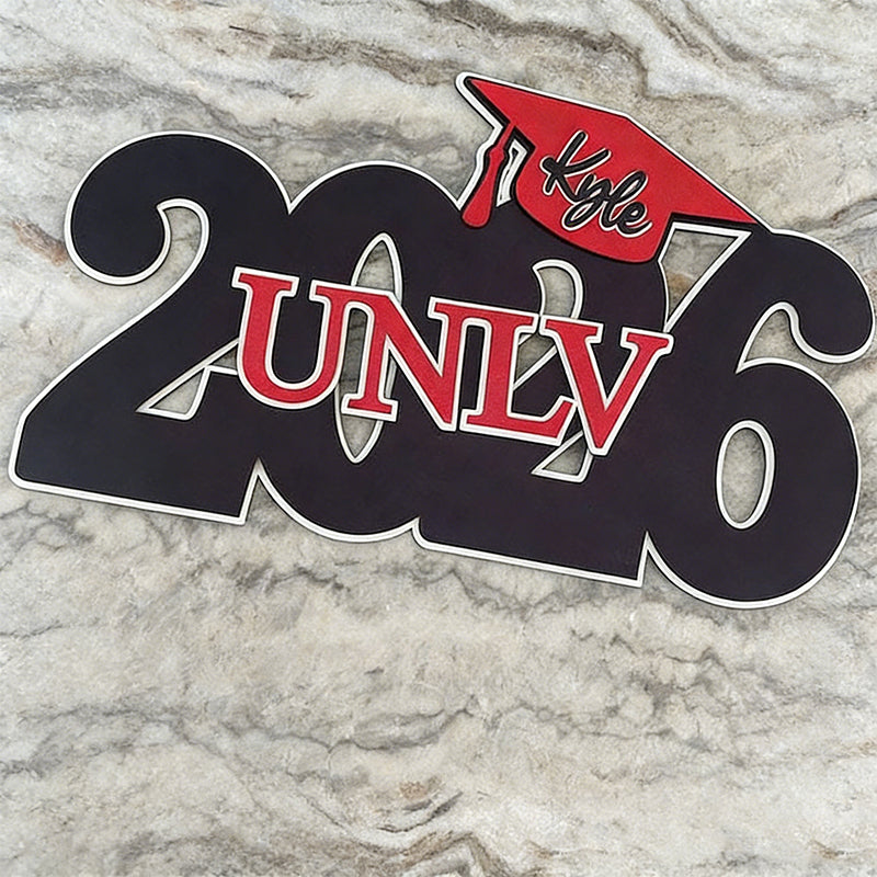 Deluxe Grad Sign, Personalized School Name, Graduation Cap Wood Sign, Party Backdrop Decor