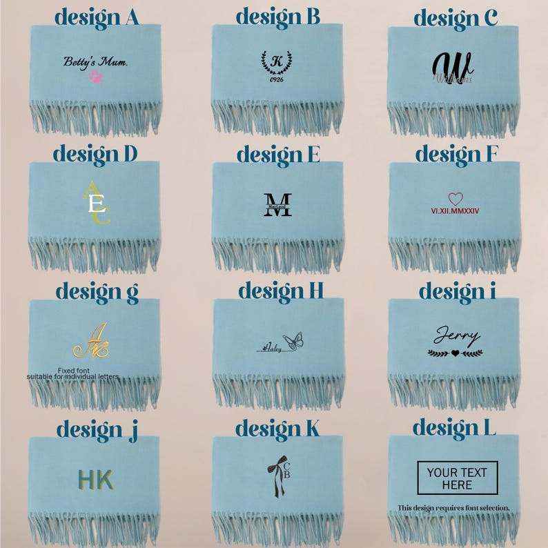 Embroidered Personalised Scarf, Monogrammed Scarf, Winter Scarf