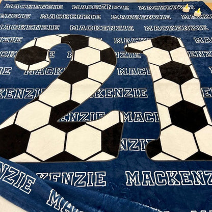 Personalized Soccer Blanket With Your Name, Sports Gift, Soccer Gift Boys Girls
