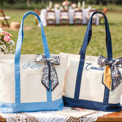 Custom Tote Bag, Bridesmaid Gift, Embroidered Canvas Tote Bag, Beach Bag, Bachelorette Gifts