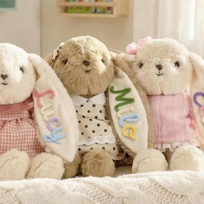 Personalized Embroidered Bunny Plush Baby Gift – Custom Stuffed Rabbit