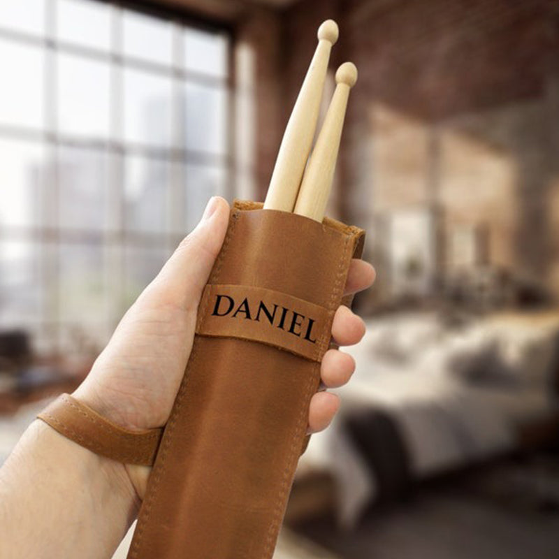 Custom Leather Drumstick Case, Drummer Bag Personalized