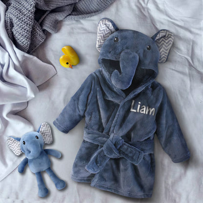 Elephant Robe for Baby Boys, Baby Bath Robe