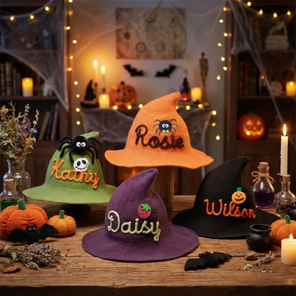 Custom Name Halloween Witch Hat, Personalized Kids Witch Hat