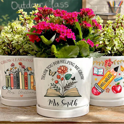 Thank You Gift for Teacher Appreciation, Thank You for Helping Me Grow Personalized Teacher Pot