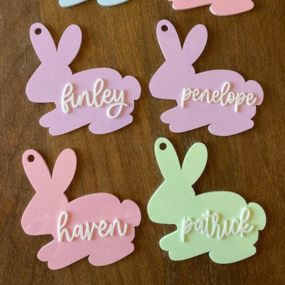 Easter Basket Tags, Acrylic Easter Tags, Custom Name Basket Tags, Personalized Bunny Tags