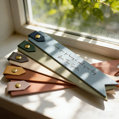 Engraved leather bookmark w/ loop