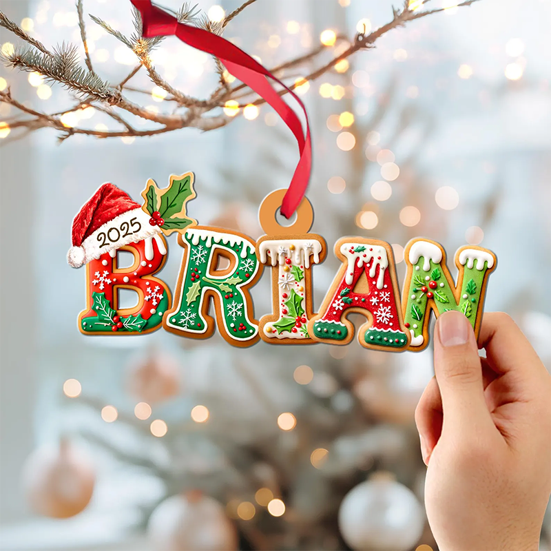 Personalized Name Gingerbread Ornament, Custom Kids Name Ornament