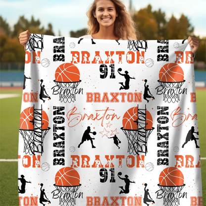 Basketball Girl or Boy Personalized Blanket, Custom Name Basketball Throw