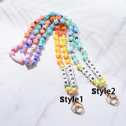 Personalized Teacher Lanyard,Custom Star Beaded Teacher Lanyard Teacher Gift Idea